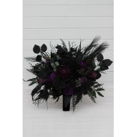Bouquets in black green purple colors for alternative wedding. 5447-5411