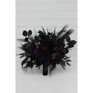 Bouquets in black green purple colors for alternative wedding. 5447-5411