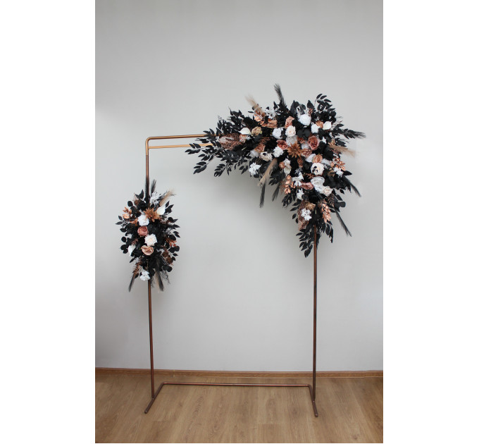 Flower Arch Arrangement in Dusty Rose, Black, Cinnamon & White | Wedding Arbor Flowers