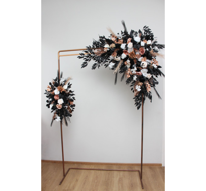 Flower Arch Arrangement in Dusty Rose, Black, Cinnamon & White | Wedding Arbor Flowers