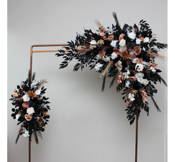 Flower Arch Arrangement in Dusty Rose, Black, Cinnamon & White | Wedding Arbor Flowers