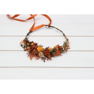 Terracotta rust orange flower crown. Hair wreath. 5331