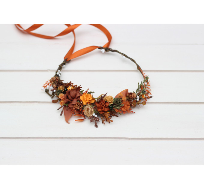Terracotta, Rust & Orange Flower Crown Hair Wreath