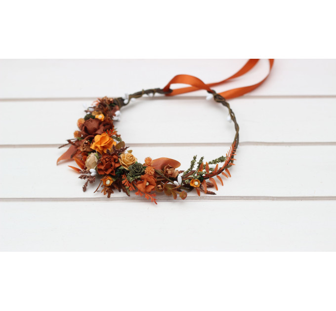 Terracotta, Rust & Orange Flower Crown Hair Wreath