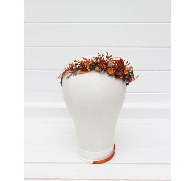 Terracotta, Rust & Orange Flower Crown Hair Wreath