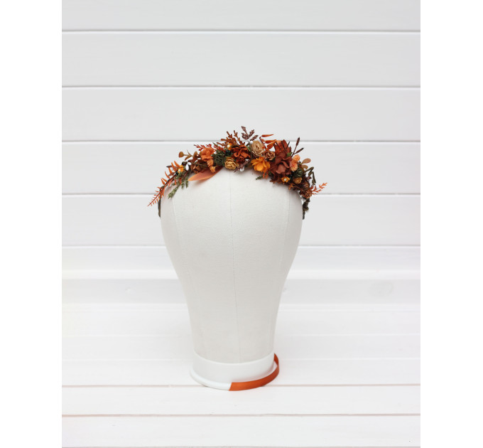 Terracotta, Rust & Orange Flower Crown Hair Wreath