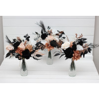 Mini bouquets for vases in dusty rose black cinnamon white colors. 5203