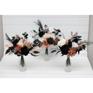 Mini bouquets for vases in dusty rose black cinnamon white colors. 5203