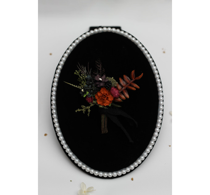 Burgundy, Rust, Purple & Black Wedding Boutonnieres – Moody Faux Floral Accessories
