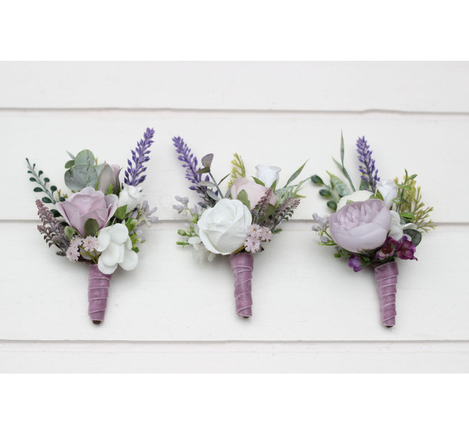 Lavender, White & Lilac Wedding Boutonnieres