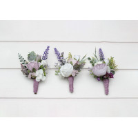  Lavender white lilac wedding boutonnieres. 5292