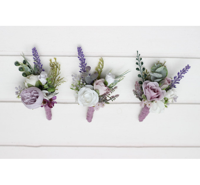 Lavender, White & Lilac Wedding Boutonnieres