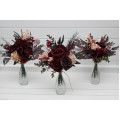 Mini bouquets for vases in purple, burgundy and beige