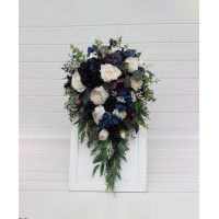 Plum ivory navy blue cascading wedding bouquets. 5450
