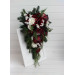 Winter Cascading Bouquet with Burgundy, Ivory Flowers and Pine