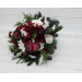 Winter Cascading Bouquet with Burgundy, Ivory Flowers and Pine
