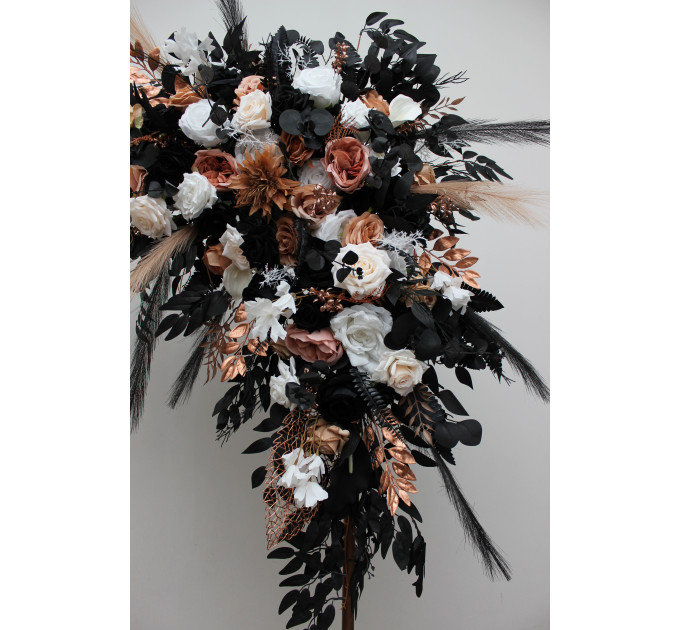 Flower Arch Arrangement in Dusty Rose, Black, Cinnamon & White | Wedding Arbor Flowers
