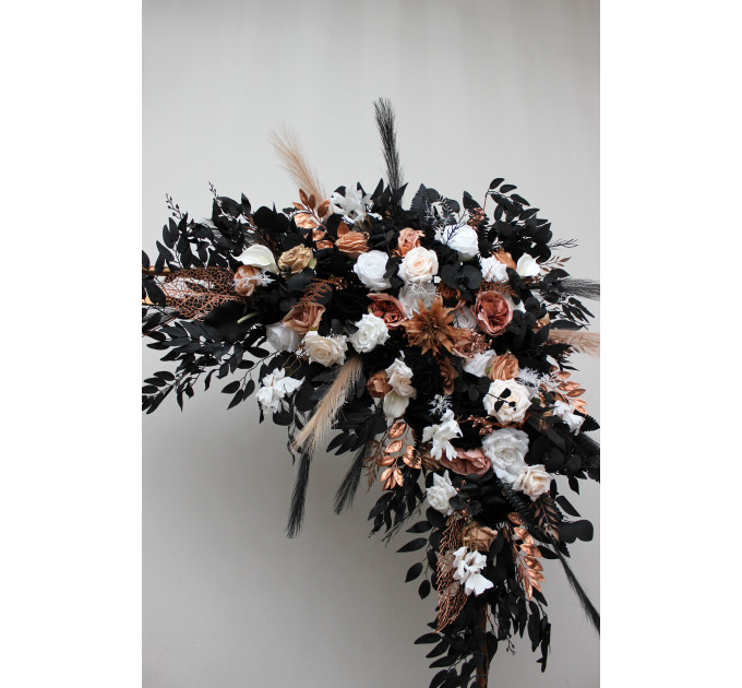 Flower Arch Arrangement in Dusty Rose, Black, Cinnamon & White | Wedding Arbor Flowers