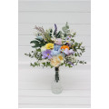Yellow, Ivory, Dusty Blue & Lavender Wedding Table Mini Bouquets