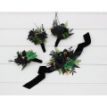 Moody Forest Green, Black & Gold Gothic Wedding Boutonnieres