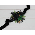 Moody Forest Green & Black Gold Wrist Corsage for Wedding