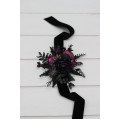 Wrist Corsage in Black, Purple & Magenta Colors