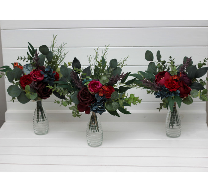 Jewel Tone Mini Bouquet in Purple, Red, Magenta, Burgundy & Teal