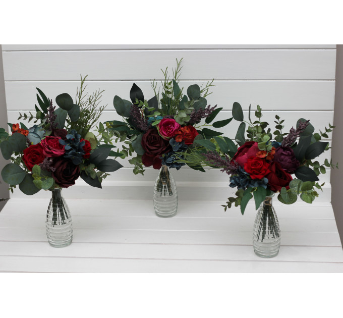 Jewel Tone Mini Bouquet in Purple, Red, Magenta, Burgundy & Teal