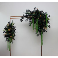 Moody Forest Green Black Gold Arch Flowers. 5333