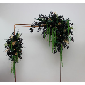 Moody Forest Green Black Gold Arch Flowers. 5333