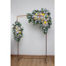 Wildflower arch flowers in yellow, ivory, dusty blue and lavender