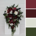 Winter Cascading Bouquet with Burgundy, Ivory Flowers and Pine