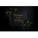 Moody forest green, black and gold sign flowers with amaranth