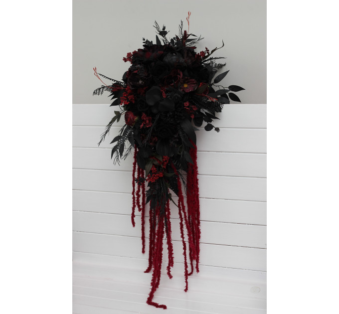 Moody Burgundy, Purple & Black Cascading Bouquet with Amaranth