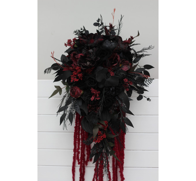 Moody Burgundy, Purple & Black Cascading Bouquet with Amaranth