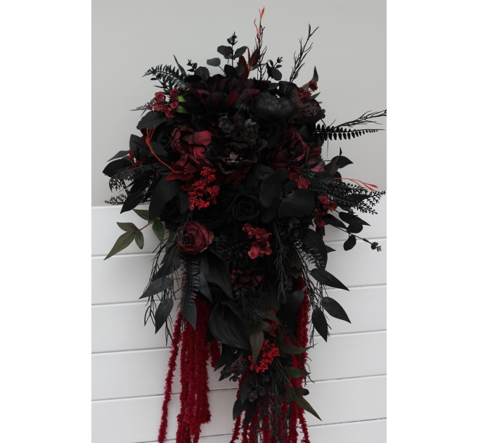 Moody Burgundy, Purple & Black Cascading Bouquet with Amaranth