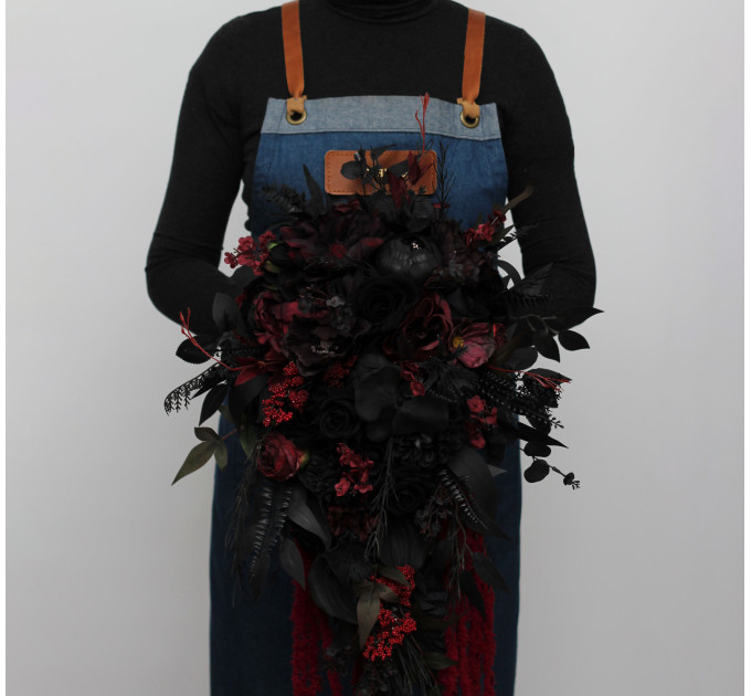 Moody Burgundy, Purple & Black Cascading Bouquet with Amaranth