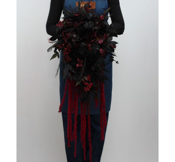 Moody Burgundy, Purple & Black Cascading Bouquet with Amaranth