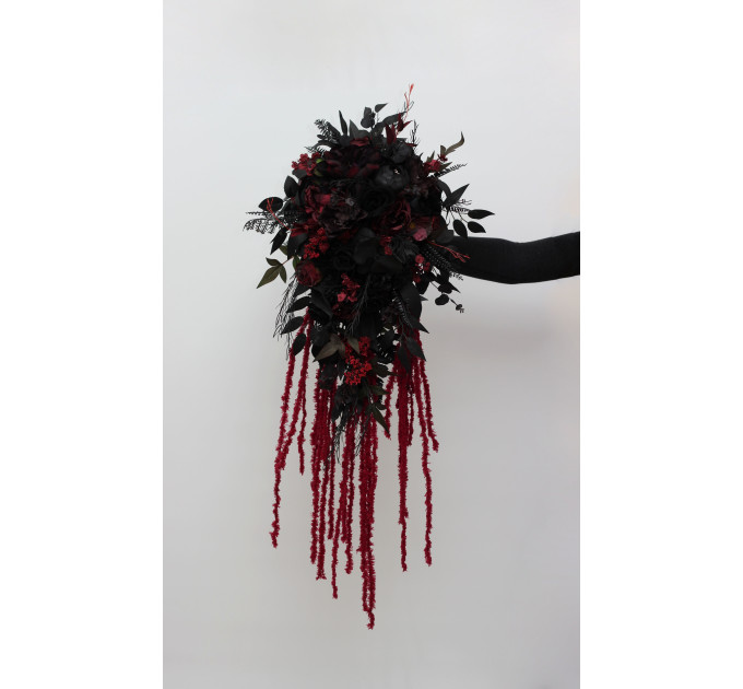 Moody Burgundy, Purple & Black Cascading Bouquet with Amaranth