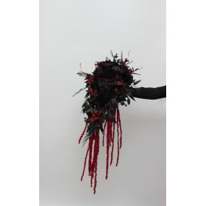 Dramatic Burgundy Black & Purple Cascading Bouquet With  Amaranth. 5451