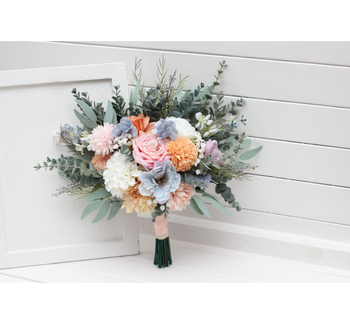 Pastel Wildflower Bridal and Bridesmaid Wedding Bouquets