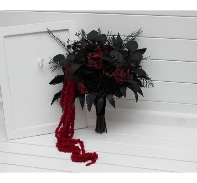 Moody Burgundy, Purple & Black Cascading Bouquet with Amaranth