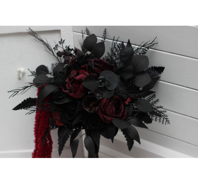 Moody Burgundy, Purple & Black Cascading Bouquet with Amaranth