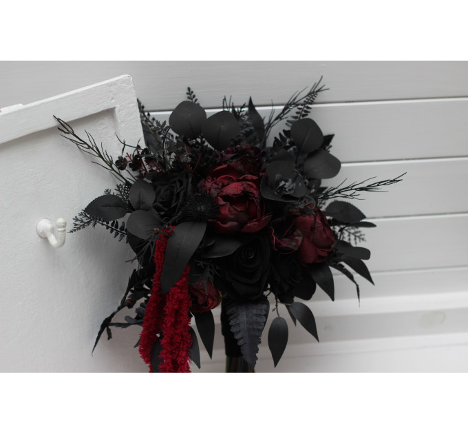 Moody Burgundy, Purple & Black Cascading Bouquet with Amaranth