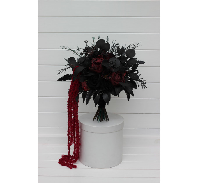 Moody Burgundy, Purple & Black Cascading Bouquet with Amaranth