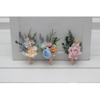  Pastel Wildflowers Wedding Boutonnieres. 5452