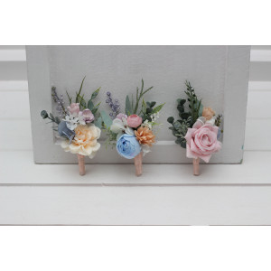  Pastel Wildflowers Wedding Boutonnieres. 5452