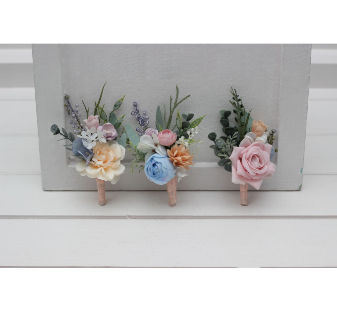Pastel Spring Wildflower Wedding Boutonnieres