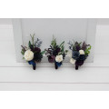Plum, Ivory & Navy Blue Wedding Boutonnieres