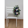 Plum, Ivory & Navy Blue Wedding Chair Flowers